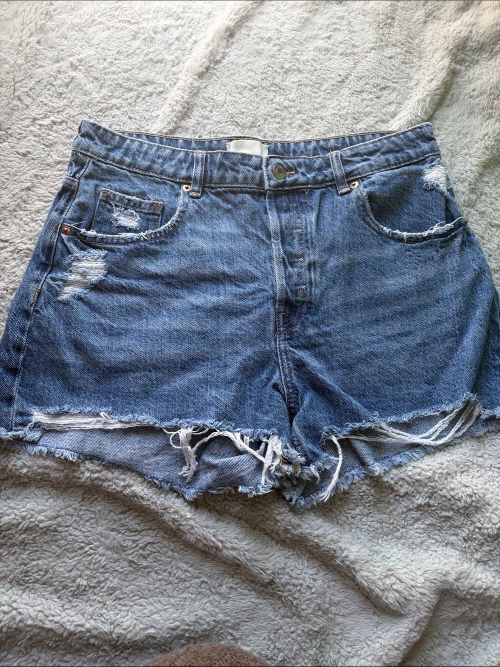 H&M Distressed Denim Jean Shorts - Blue